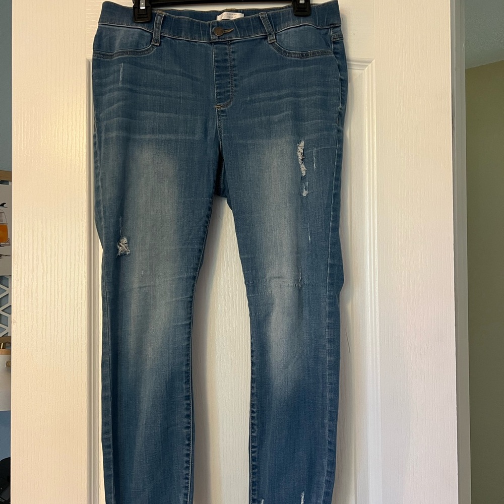 LC Lauren Conrad Blue Skinny Jeans with Distressed Details